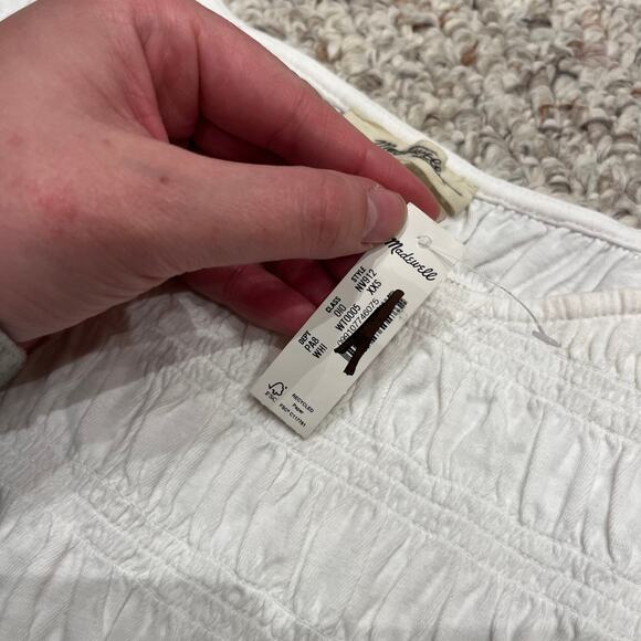 NWT Madewell Smocked Boatneck Tank Sz XXS White Coastal Nautical Preppy - Picture 3 of 7